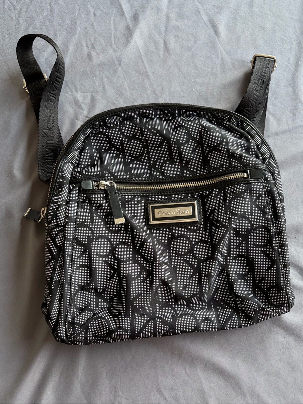 Calvin Klein Black Logo Nylon Crossbody Backpack